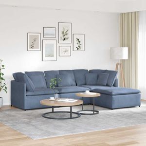 vidaXL - Modulaire Bank - Blauw - Corduroy Stoffen Bekleding