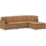 Vidaxl - Modulares Sofa mit Hocker Kissen Stoff in Lammwolloptik Beige
