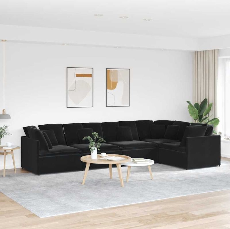 Vidaxl - Modulares Sofa mit Kissen Samt Schwarz