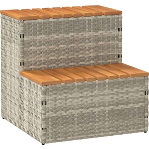 vidaXL - Hottub-opstap - Poly Rattan - Massief Acaciahout - Veilig en Gemakkelijk Instappen