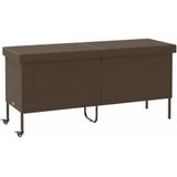 vidaXL - Tuinbox - met - wielen - 160x55x75 - cm - poly - rattan - bruin