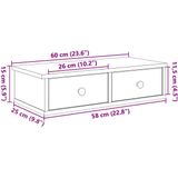 vidaXL - Wandschap - Grijs - Bewerkt Hout - 60x28x15 cm