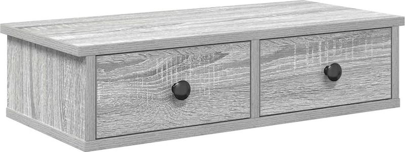 vidaXL - Wandschap - Grijs - Bewerkt Hout - 60x28x15 cm