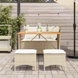 vidaXL 4-tlg. Garten-Essgruppe mit Kissen Beige Poly Rattan