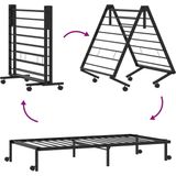vidaXL Bettgestell ohne Matratze Klappbar Schwarz 90x200 cm Stahl