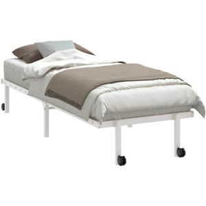 vidaXL - Bedframe - zonder - matras - opvouwbaarx190 - cm - staal - wit