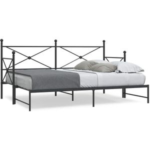 vidaXL - Slaapbank - met - onderschuifbed - zonder - matrasx190cm - staal - zwart