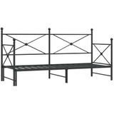 vidaXL - Slaapbank - met - onderschuifbed - zonder - matras - 90x200cm - staal - zwart