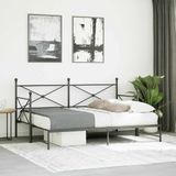vidaXL - Slaapbank - met - onderschuifbed - zonder - matras - 90x200cm - staal - zwart