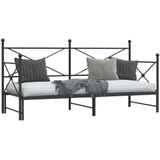 vidaXL - Slaapbank - met - onderschuifbed - zonder - matras - 90x200cm - staal - zwart