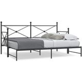 vidaXL - Slaapbank - met - onderschuifbed - zonder - matras - 90x200cm - staal - zwart