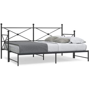 vidaXL Slaapbank met onderschuifbed zonder matras 90x200cm staal zwart