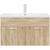 Waschbeckenunterschrank Einbaubecken Wasserhahn Sonoma-Eiche vidaXL