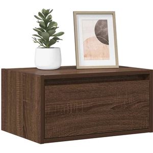 vidaXL - Nachtkastje - met - LED's - wandgemonteerd - bruin - eikenkleur