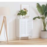 vidaXL Kastdeuren - Louvre Design - Wit - Massief Grenenhout - 2 Stuks