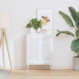 vidaXL Kastdeuren - Louvre Design - Wit - Massief Grenenhout - 2 Stuks