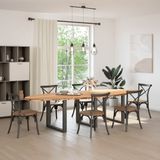 Esstisch Hellbraun 320x120x74 cm Massivholz Eiche Oval vidaXL