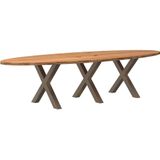 Vidaxl - Esstisch Hellbraun 320x120x74 cm Massivholz Eiche Oval