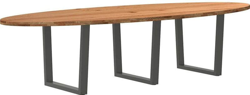 Vidaxl - Esstisch Hellbraun 320x120x74 cm Massivholz Eiche Oval