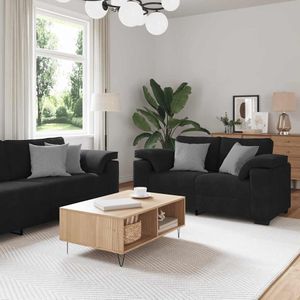 vidaXL 3-tlg. Sofagarnitur mit Kissen Schwarz Samt