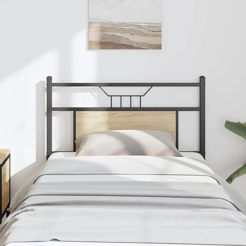 vidaXL Hoofdbord 75 cm spaanplaat sonoma eikenkleurig staal