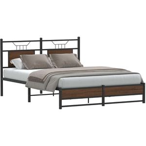 vidaXL - Bedframe - zonder - matras - bewerkt - hout - bruin - eikenkleur - 140x200 - cm