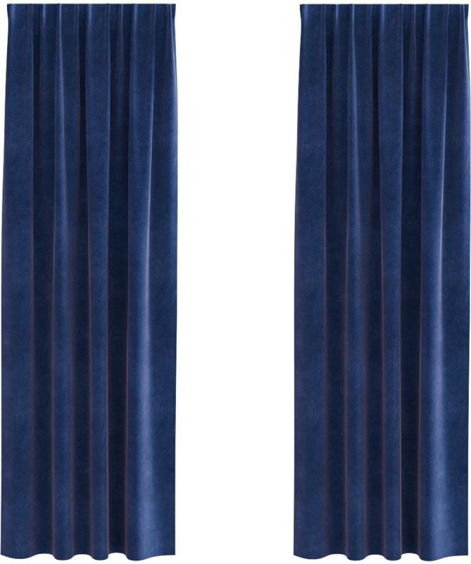 vidaXL Gordijnen - Verduisterend - Donkerblauw - Fluweel - 2 Stuks