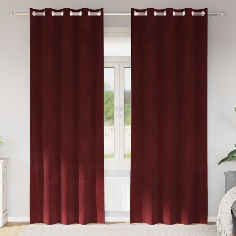 Gordijnen - Bordeauxrood - Polyester - Oogjesontwerp