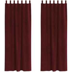 vidaXL Gordijnen - Verduisterend - Wijnrood - Fluweel - 2 Stuks