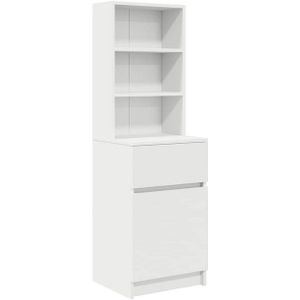 vidaXL - Nachtkastje - 39x35x125 - cm - bewerkt - hout - wit