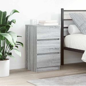 vidaXL Nachtkastje met 3 lades 39x35x65 cm grijs sonoma