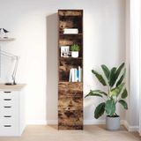vidaXL - Hoge - kast - 37,5x35x180 - cm - spaanplaat - gerookt - eikenkleurig