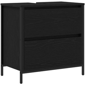 vidaXL Badkamerkast - Zwart Eikenkleurig - Hout - Met Lades