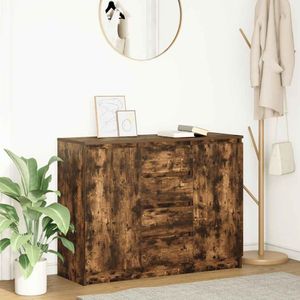 vidaXL Dressoir met lades 100,5x35x76 cm spaanplaat gerookt eiken