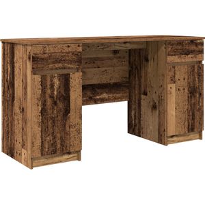 vidaXL Bureau - Bewerkt Hout - 140x49x76 cm - Oude Houten Afwerking
