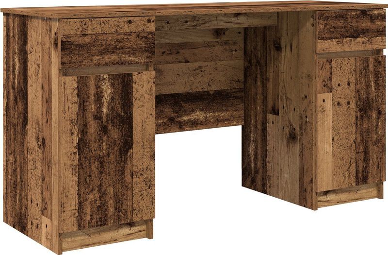 vidaXL Bureau - Bewerkt Hout - 140x49x76 cm - Oude Houten Afwerking