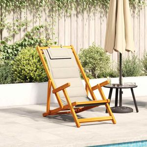 vidaXL Strandstoel - Inklapbaar - Acaciahout - Textileen - Comfortabel en Weerbestendig