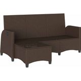 vidaXL Gartensofa mit Liegefunktion Kissen L-Form Braun Poly Rattan