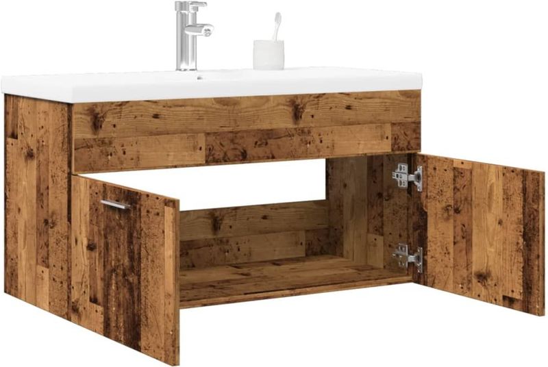 Vidaxl - Waschbeckenunterschrank mit Einbaubecken Altholz-Optik