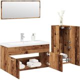 vidaXL 4-delige Badkamermeubelset bewerkt hout oud houtkleurig