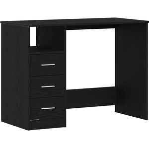 vidaXL Bureau - Zwart - Bewerkte Hout - 3 Lades en 1 Open Vak