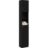 Badschrank Schwarz Eichen-Optik 32x25,5x190 cm Holzwerkstoff Vidaxl