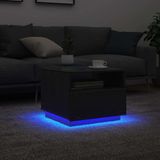 vidaXL Salontafel met LED-verlichting 50x49x40 cm zwart eiken