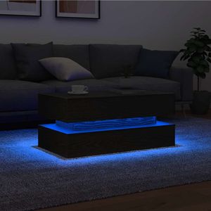 vidaXL - Salontafel - met - LED-verlichting - 90x50x40 - cm - zwart - eiken