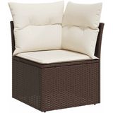 vidaXL - 7-delige - Loungeset - met - kussens - poly - rattan - bruin