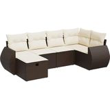 vidaXL - 6-delige - Loungeset - met - kussens - poly - rattan - bruin