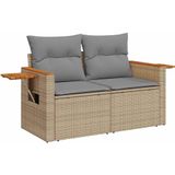 vidaXL - 4-delige - Loungeset - met - kussens - poly - rattan - beige