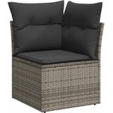 vidaXL 6-delige Loungeset met kussens poly rattan grijs