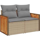 vidaXL - 7-delige - Loungeset - met - kussens - poly - rattan - beige