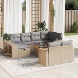 Vidaxl - 11-tlg. Garten-Sofagarnitur mit Kissen Beige Poly Rattan